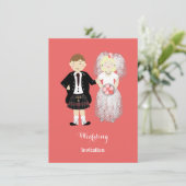 Schattige bruid en bruidegom Schots bruiloft thema Kaart (Staand voorkant)