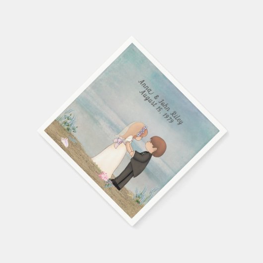 schattige bruid op het strand servetten (Hoek)