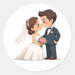 Schattige bruiloft kussen paar Sticker