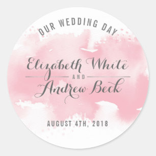 SCHATTIGE BRUILOFT SEAL stijlvolle waterverf blush Ronde Sticker