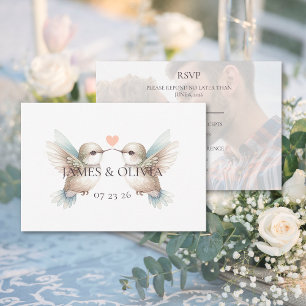 Schattige bruiloft Voeg foto RSVP-kaarten toe RSVP Kaartje