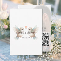 Schattige bruiloft Voeg foto toe QR-code RSVP-kaar