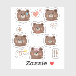 Schattige bruin Beer gezichten Waterverf Clipart Sticker