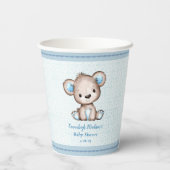 Schattige Bruin Beer Jongen Blauw Deken Papieren Bekers (Achterkant)