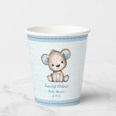 Schattige Bruin Beer Jongen Blauw Deken Papieren Bekers (Voorkant)