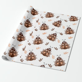 Schattige bruin en beige lieveheersbeestje en bloe cadeaupapier