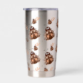 Schattige bruin en beige lieveheersbeestje en bloe geïsoleerde drinkbeker (Rechts)