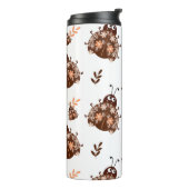 Schattige bruin en beige lieveheersbeestje en bloe thermosbeker (Gedraaid links)