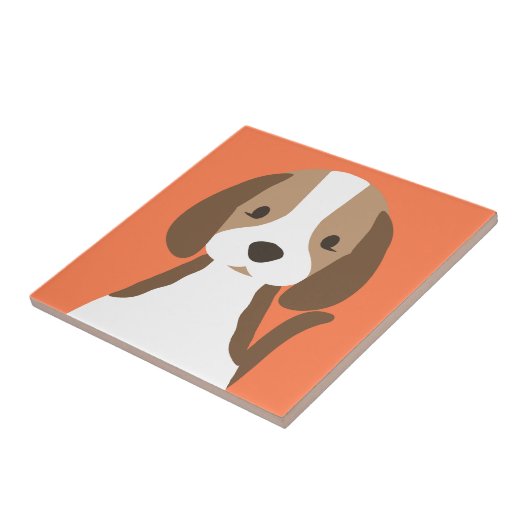 Schattige bruin en wit hondenportret tegeltje (Zijkant)