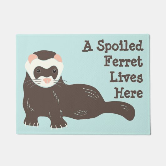 Schattige Bruin Ferret Mint Groen Custom Welkomstm Deurmat (Voorkant)