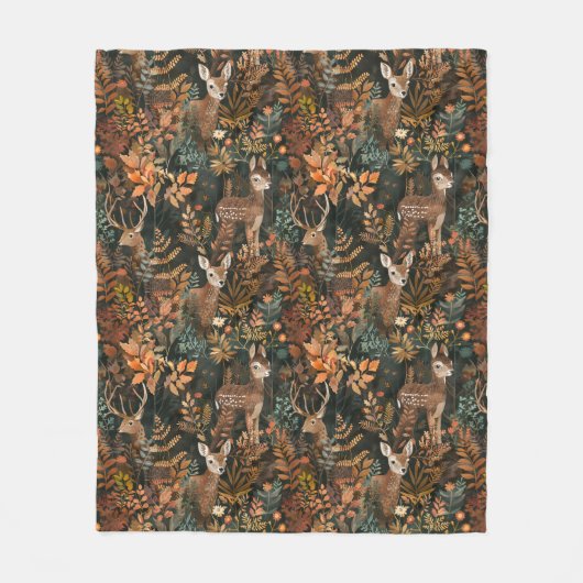 Schattige bruin hertenpatroon fleece deken (Voorkant)