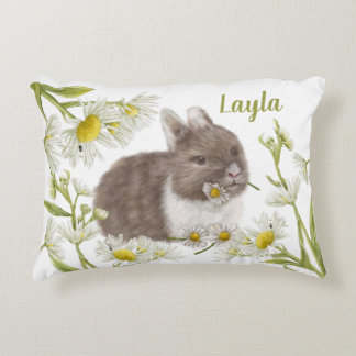Schattige Bruin Konijntje met Daisies Accent Kusse Kussen