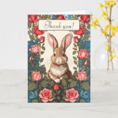 Schattige bruin konijntje roze rozentuin dank u kaart (Gele Bloem)