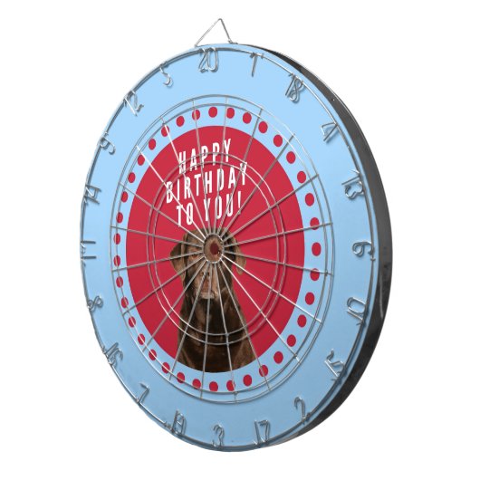 Schattige bruin labrador retriever dog happy birth dartbord (Voorkant Rechts)