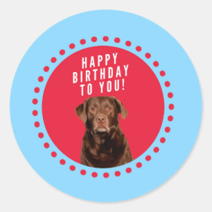 Schattige bruin labrador retriever dog happy birth ronde sticker