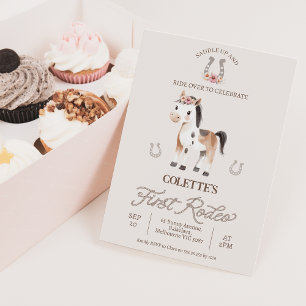 Schattige Bruin Paard Eerste Rodeo 1e Verjaardag Kaart