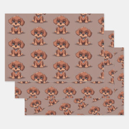 Schattige bruin puppy inpakpapier vel