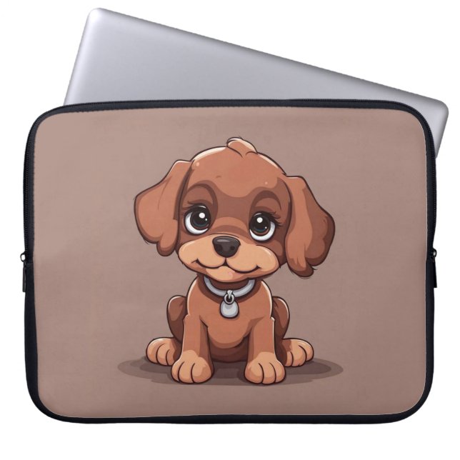 Schattige bruin puppy laptop sleeve (Voorkant)