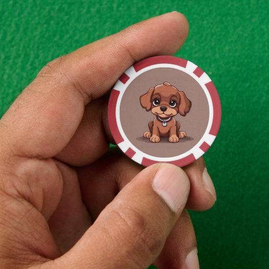 Schattige bruin puppy poker chips (Hand)