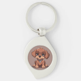 Schattige bruin puppy sleutelhanger