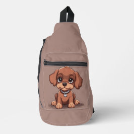 Schattige bruin puppy sling bag