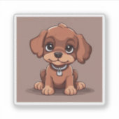 Schattige bruin puppy sticker (Voorkant)