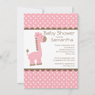 Schattige Bruin Roze Giraffe Meisjes Baby shower Kaart