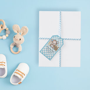 Schattige bruin teddybeer picknick Baby shower gun Cadeaulabel