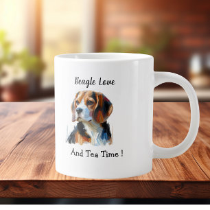 Schattige bruine beagle Personaliseer Extra Grote Beker