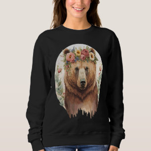 Schattige Bruine Beer Grizzly Bloemenkrans Dier Trui