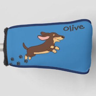 Schattige bruine en lichtbruine dachshund hond golfheadcover