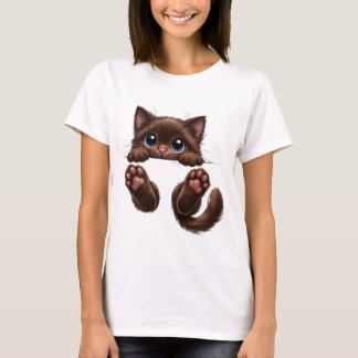 Schattige Bruine Kitten met Blauwe Ogen die Kijkt T-shirt