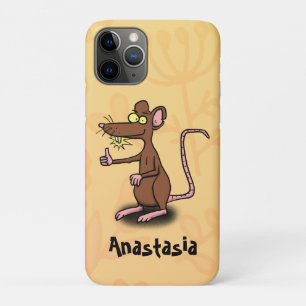 Schattige bruine rat duim omhoog cartoon iPhone 11 pro hoesje