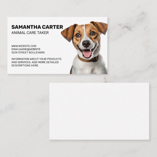 Schattige Bruine Witte Puppy Visitekaartje (Voorkant / Achterkant)