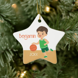 Schattige Brunette Boy Keramisch Ornament