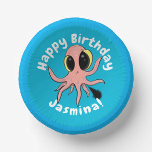 Schattige, brutale baby octopus cartoon papieren kommen