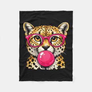 Schattige Bubble Gum Cheetah Met Zonnebril Die Roz Fleece Deken