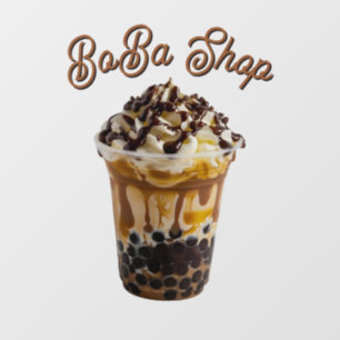 Schattige bubble tea, boba thee raamsticker