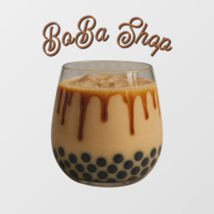 Schattige bubble tea, boba thee raamsticker