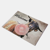 Schattige Bubblegum Billy Goat Welkom door Mat (Schuin)