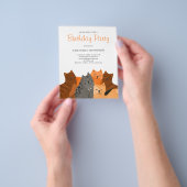Schattige budget kat verjaardagsfeestuitnodiging flyer (Hand)
