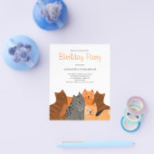 Schattige budget kat verjaardagsfeestuitnodiging flyer (Enkel)