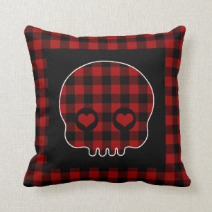 Schattige Buffalo Plaid Schedel Kussen