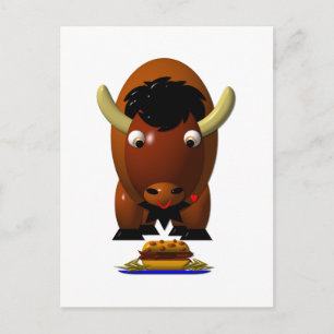 Schattige buffel met rundvlees op weck en buffalo briefkaart