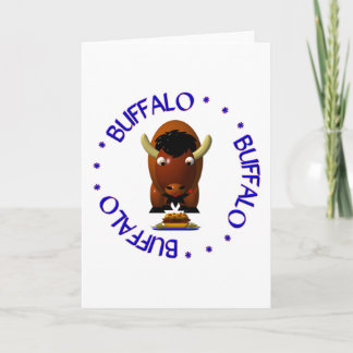 Schattige buffel met rundvlees op weck en buffalo  feestdagen kaart