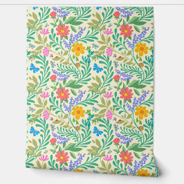 Schattige Bugs Funny Floral Spring Summer Pastel G Behang