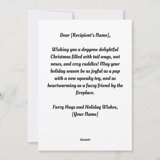 SCHATTIGE BULDOG WENST JE EEN PRETTIG KERSTFEEST FEESTDAGENKAART (Achterkant)