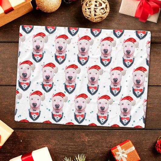 Schattige Bull Terrier Hond Kerst Patroon Fleece Deken