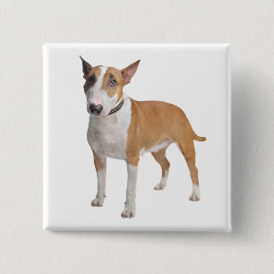 Schattige Bull Terrier Puppy Hond Liefhebber Fur M Vierkante Button 5,1 Cm