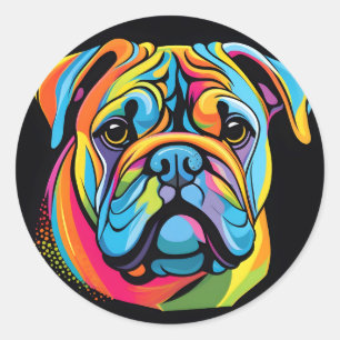 Schattige Bulldog Animal Pet Ronde Sticker